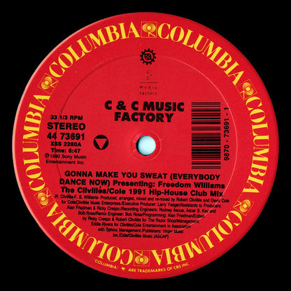 C & C Music Factory* Presenting Freedom Williams : Gonna Make You Sweat (Everybody Dance Now) (1991 Remix) (12")