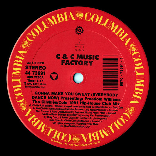 C & C Music Factory* Presenting Freedom Williams : Gonna Make You Sweat (Everybody Dance Now) (1991 Remix) (12")