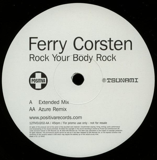 Ferry Corsten : Rock Your Body Rock (12", Promo)