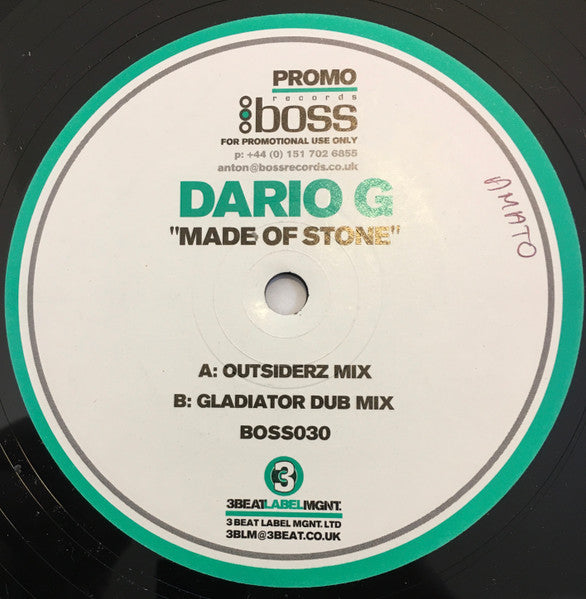 Dario G : Made Of Stone (12", Promo)
