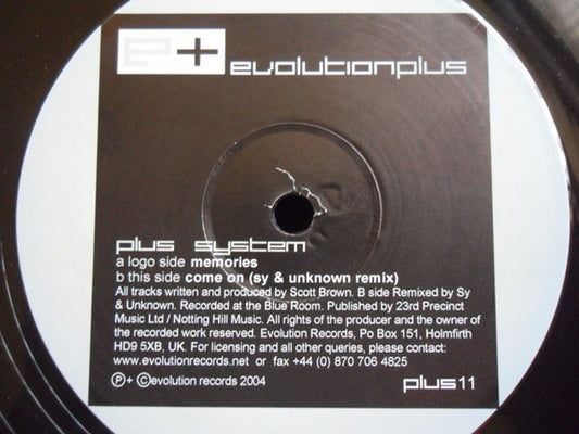 Plus System : Memories / Come On (Sy & Unknown Remix) (12")