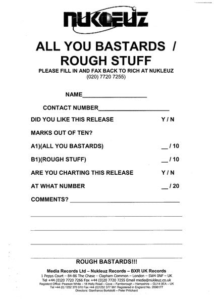 Cally & Juice / Dark By Design : All You Bastards / Rough Stuff (12", Promo)