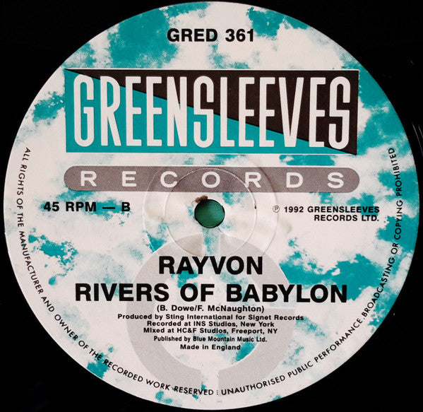 Shaggy / Rayvon : Oh Carolina / Rivers Of Babylon (12", Single, Pic)