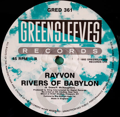 Shaggy / Rayvon : Oh Carolina / Rivers Of Babylon (12", Single, Pic)