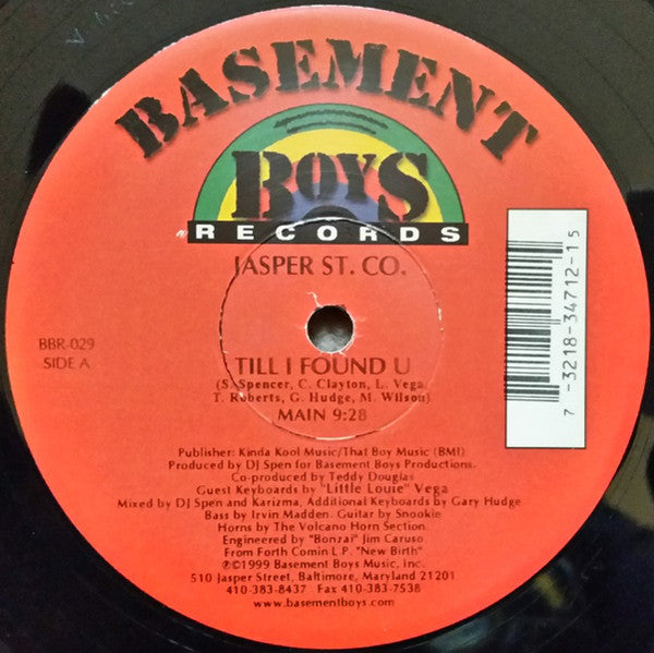 Jasper St. Co.* Featuring "Little Louie" Vega* : Till I Found U (12")