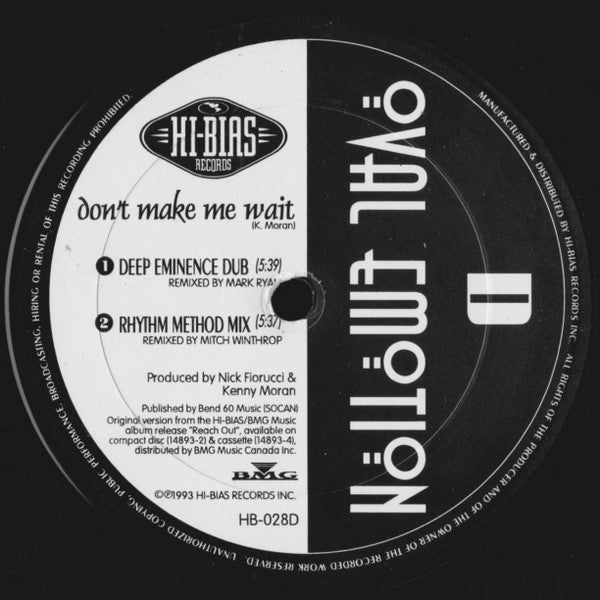 Oval Emotion : Don't Make Me Wait (2x12", Blu)