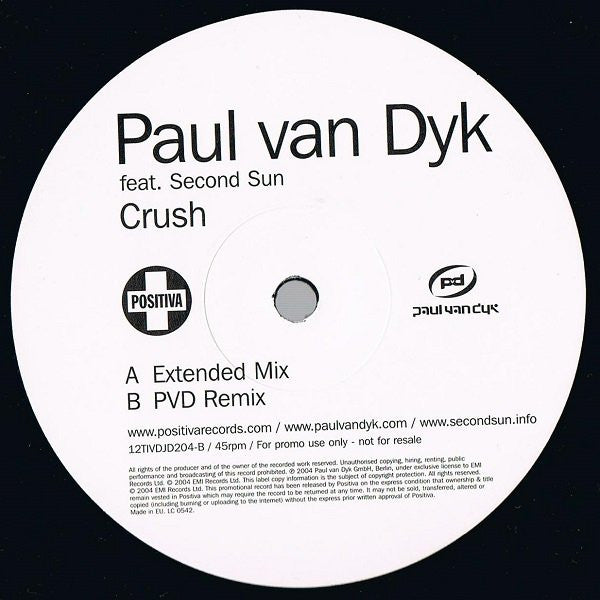 Paul van Dyk Feat. Second Sun : Crush (The Paul van Dyk Mixes) (2x12", Promo)