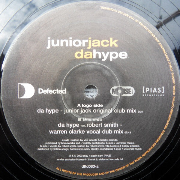 Junior Jack Feat. Robert Smith : Da Hype (12")