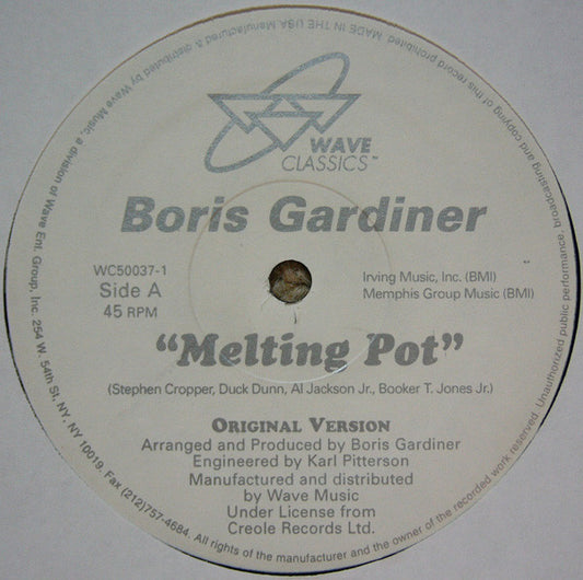Boris Gardiner : Melting Pot (12", S/Sided, RE)