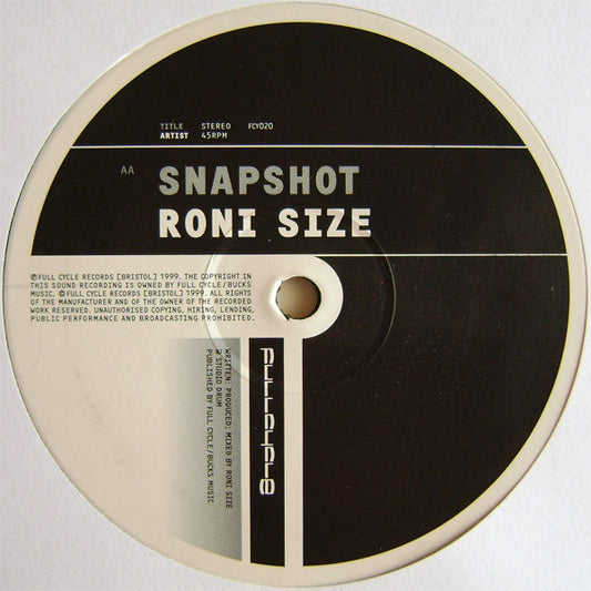 Roni Size : 26 Bass / Snapshot (12", RP)