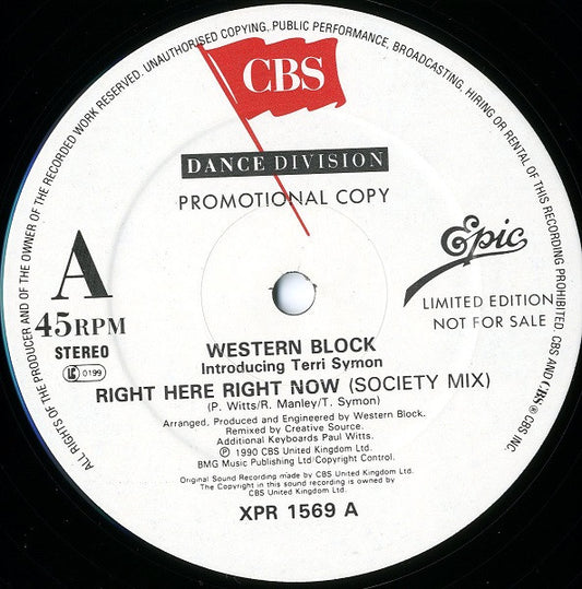 Western Block : Right Here Right Now (12", Ltd, Promo)