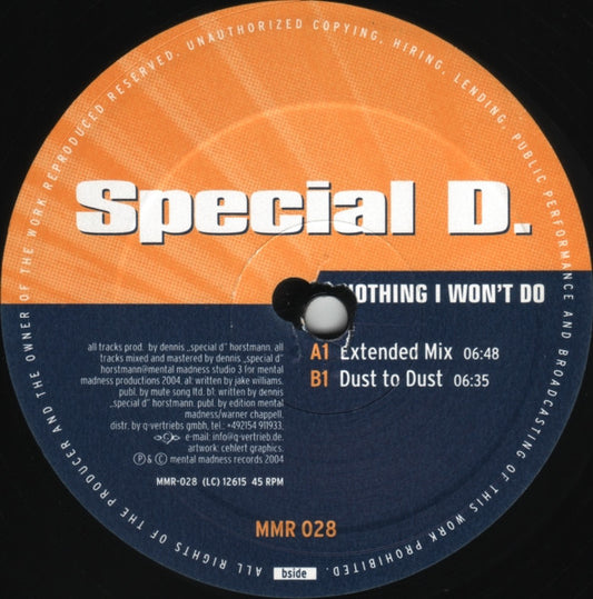Special D. : Nothing I Won't Do (12")