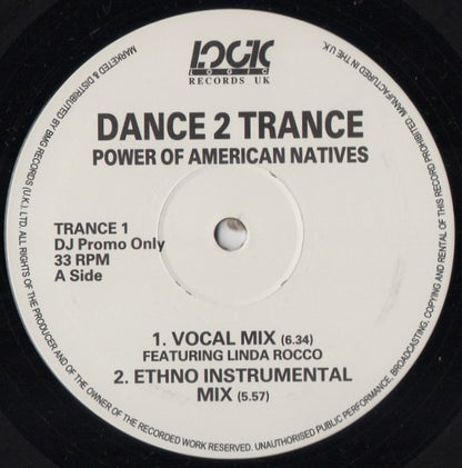 Dance 2 Trance : Power Of American Natives (12", Promo)