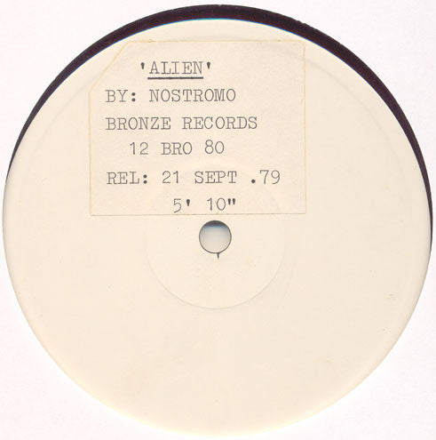 Nostromo : Alien (12", Single, Promo, W/Lbl)