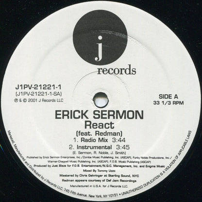 Erick Sermon Feat. Redman : React (12", Promo)