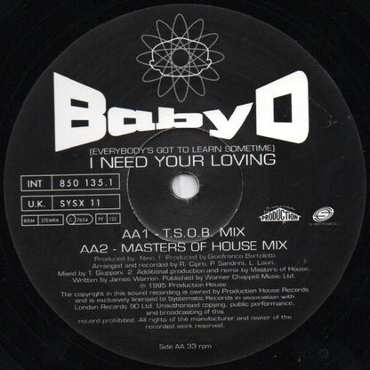 Baby D : (Everybody's Got To Learn Sometime) I Need Your Loving (12")