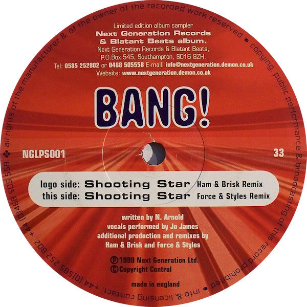 Bang! : Shooting Star (Remixes) (12", Ltd, Smplr)