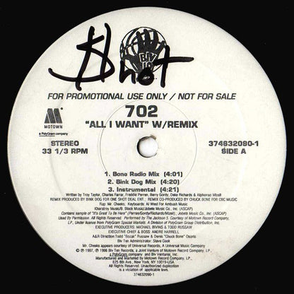 702 : All I Want W/ Remix (12", Promo)