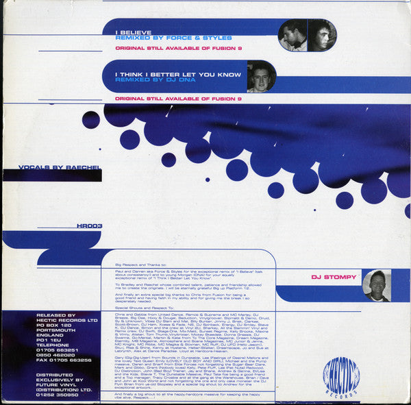 DJ Stompy : I Believe / I Think I Better Let You Know (Remixes) (12")