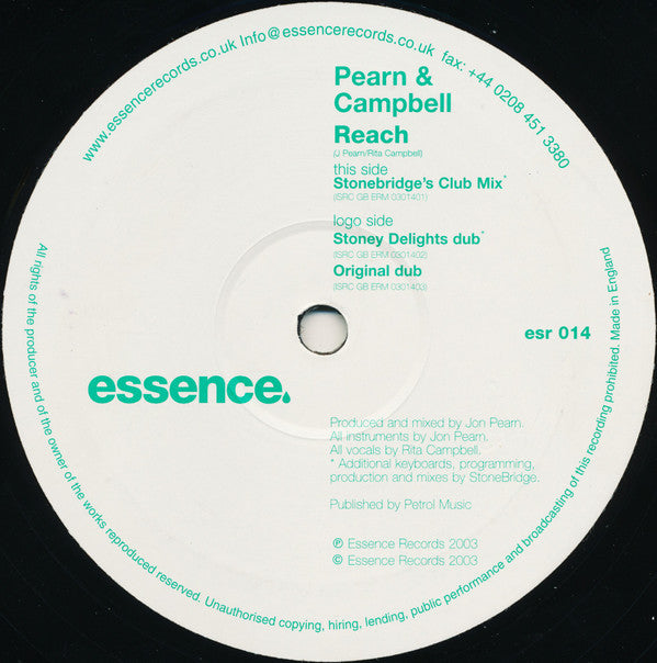 Jon Pearn & Rita Campbell : Reach (12")