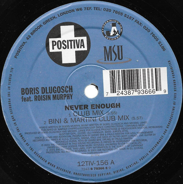 Boris Dlugosch Feat. Roisin Murphy* : Never Enough (12")