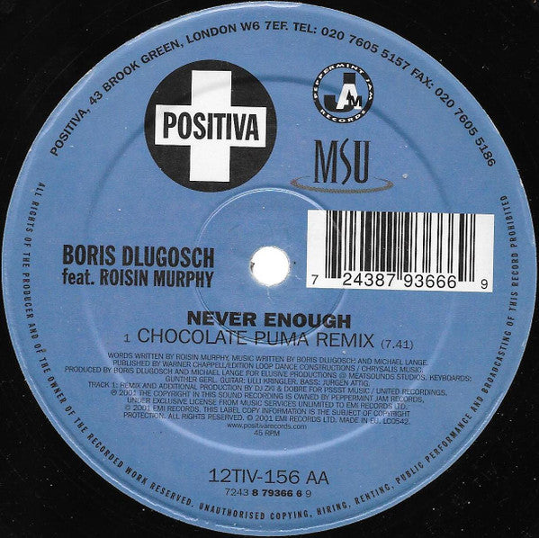 Boris Dlugosch Feat. Roisin Murphy* : Never Enough (12")