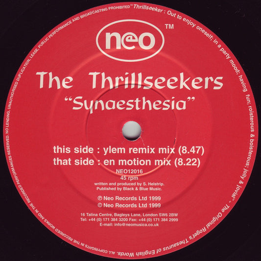 The Thrillseekers : Synaesthesia (12")