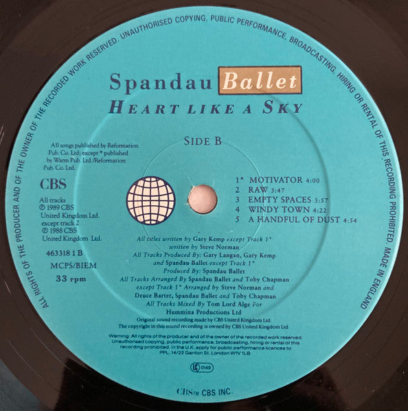 Spandau Ballet : Heart Like A Sky (LP, Album)