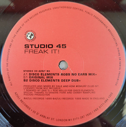 Studio 45 : Freak It ! (Original + Disco Elements Remixes) (12")