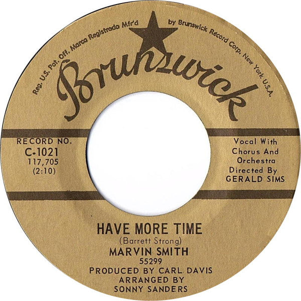 Marvin Smith : Time Stopped / Have More Time (7", Single, RE)