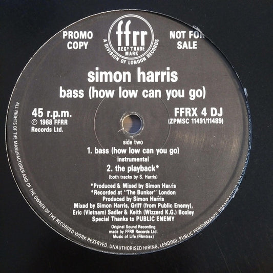 Simon Harris : Bass (How Low Can You Go) (Bomb The House Mix) (12", Promo)