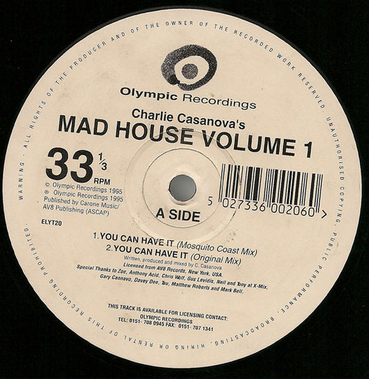 Charley Casanova : Mad House (Volume 1) (12")