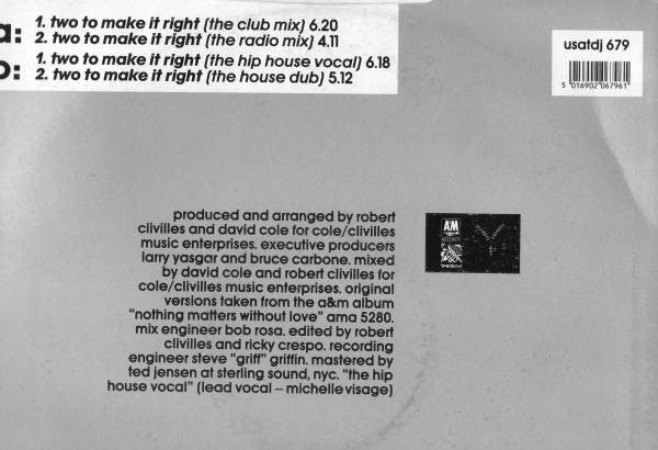 Seduction : Two To Make It Right (12", Promo)