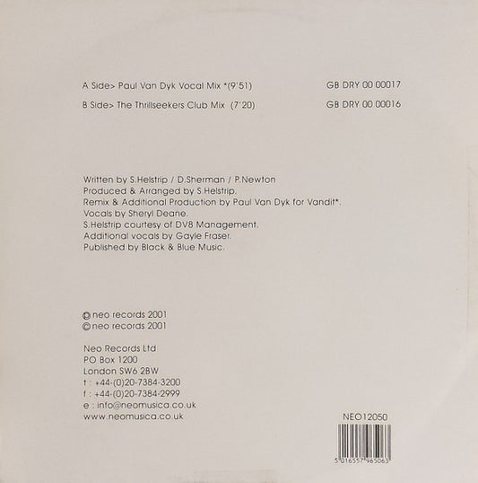 The Thrillseekers Feat. Sheryl Deane : Synaesthesia (Fly Away) (12")