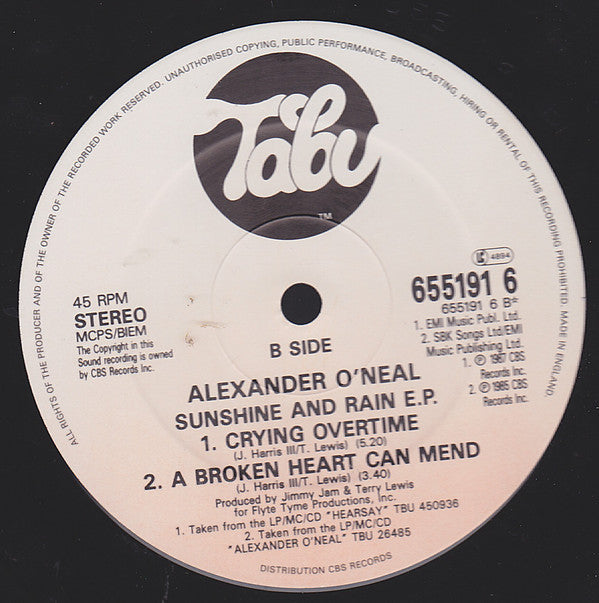Alexander O'Neal : Sunshine And Rain E.P. (12", EP)