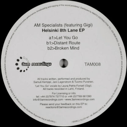 AM Specialists* Featuring Gigi (12) : Helsinki 8th Lane EP (12")