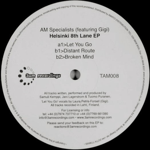 AM Specialists* Featuring Gigi (12) : Helsinki 8th Lane EP (12")