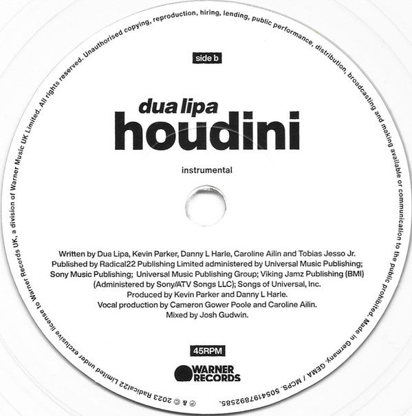 Dua Lipa : Houdini (7", Single, Ltd, Cle)
