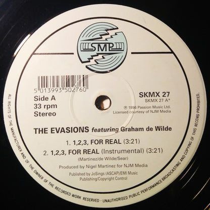 The Evasions featuring Graham De Wilde : 1, 2, 3, For Real (12")