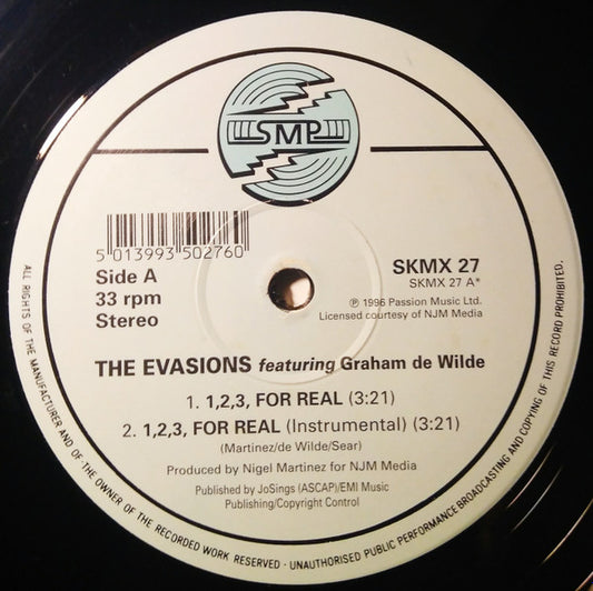 The Evasions featuring Graham De Wilde : 1, 2, 3, For Real (12")