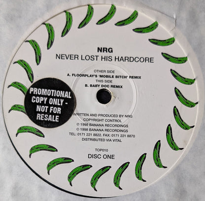 NRG* : Never Lost His Hardcore (12", Promo, Dis)
