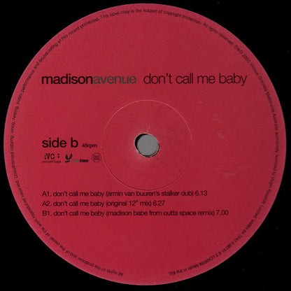 Madison Avenue : Don't Call Me Baby (12", Single, RE)