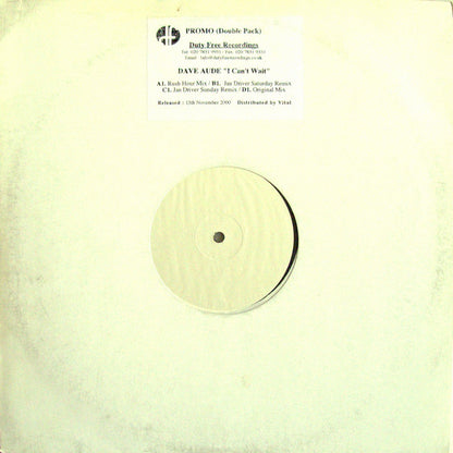Dave Audé : I Can't Wait (2x12", Promo, W/Lbl)