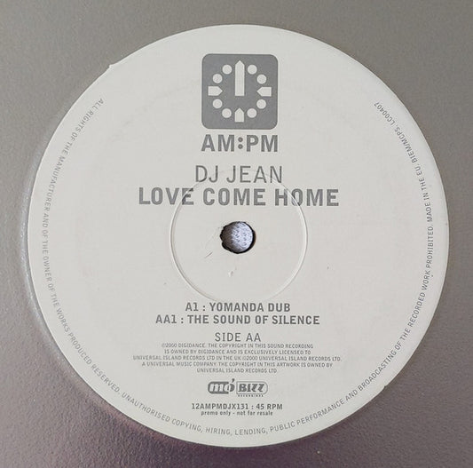 DJ Jean : Love Come Home (12", S/Sided, Promo, Sil)