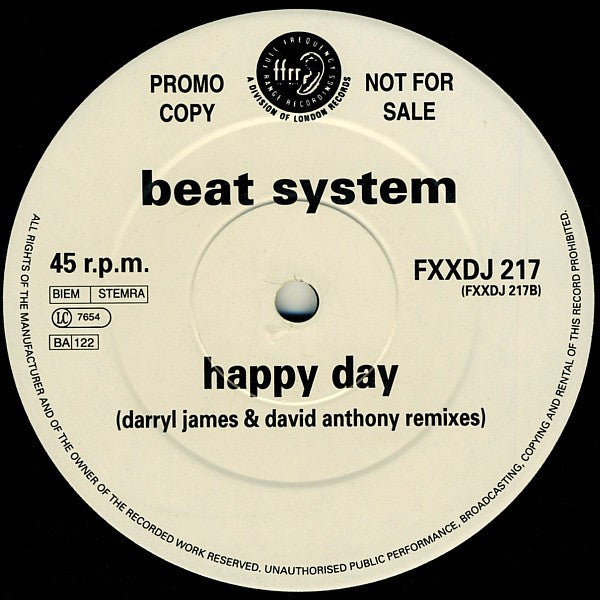 Beat System* : Happy Day (Darryl James & David Anthony Remixes) (12", Promo)