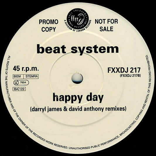 Beat System* : Happy Day (Darryl James & David Anthony Remixes) (12", Promo)