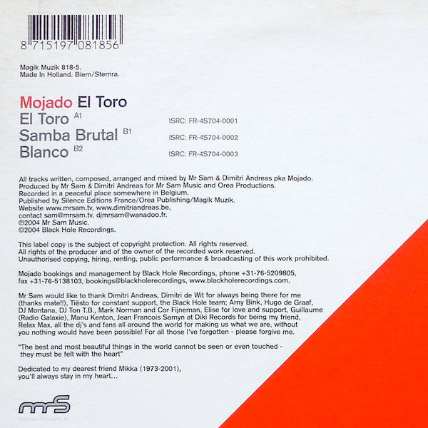 Mojado : El Toro (12")