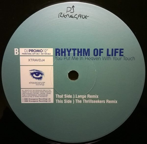 Rhythm Of Life : You Put Me In Heaven With Your Touch (12", Promo)