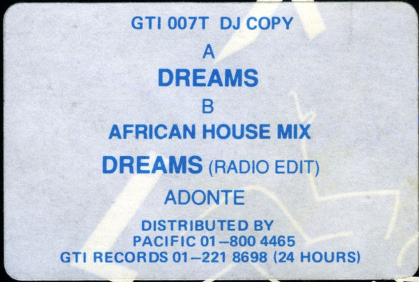 Adonte : Dreams (12", W/Lbl, Sta)