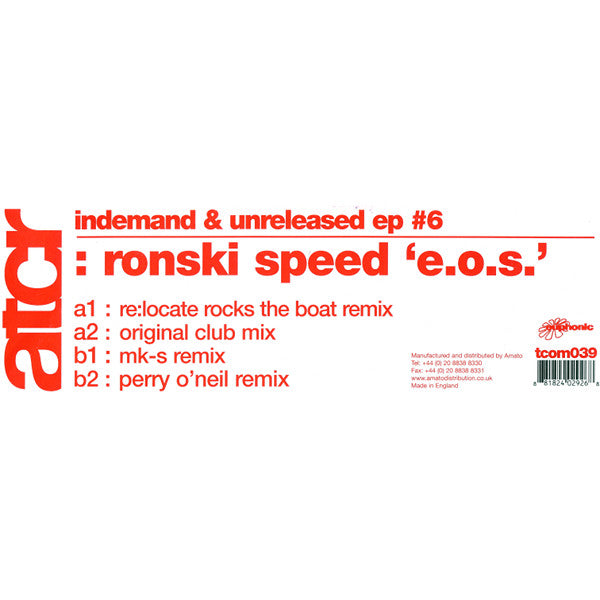 Ronski Speed : Indemand & Unreleased EP #6 (12", EP, W/Lbl)